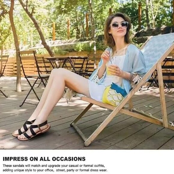 Women's Elastic Flat Sandals - Picture 4 of 6